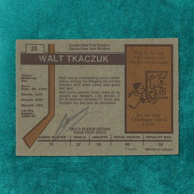 Walt Tkaczuk #25